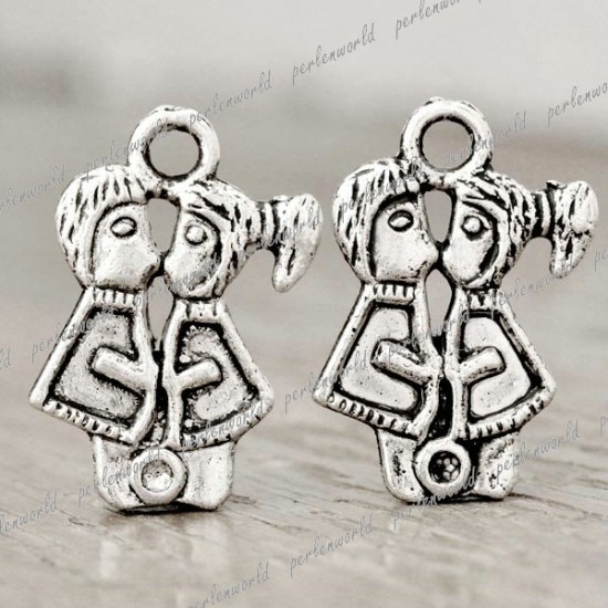 Tibet Antique Silver Boy Girl 