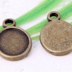 Small oval Bronze Plated （Lead-Free）Charms Pendants 