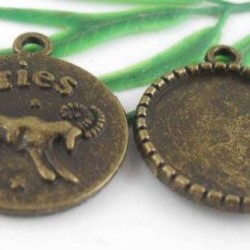Bronze Plated Aries Photo Frame Pendants