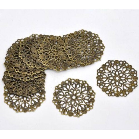 Bronze Tone Filigree Flower