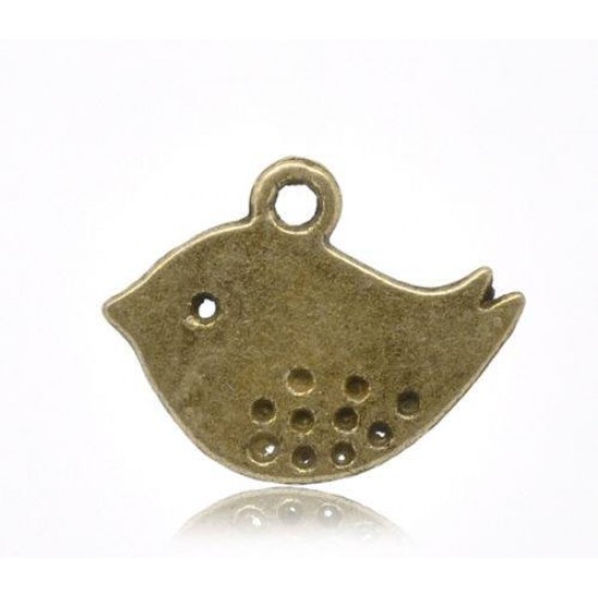 Bronze Bird Charm Pendants 