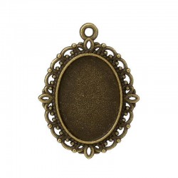 Bronze oval lace work pendant