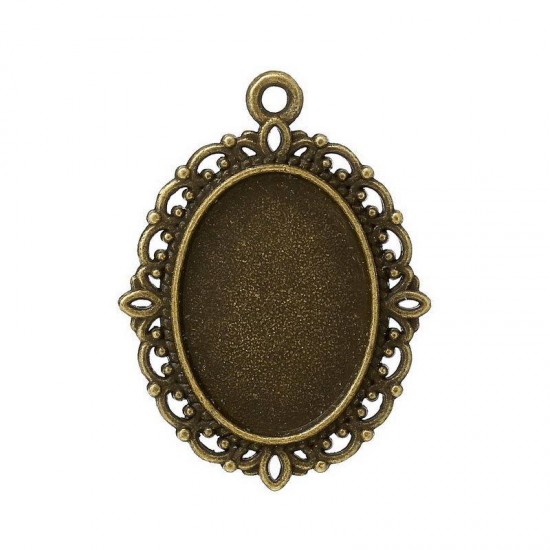 Bronze oval lace work pendant