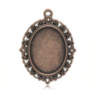 Copper Tone Oval Cameo Frame Settings Pendants