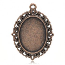 Copper Tone Oval Cameo Frame Settings Pendants
