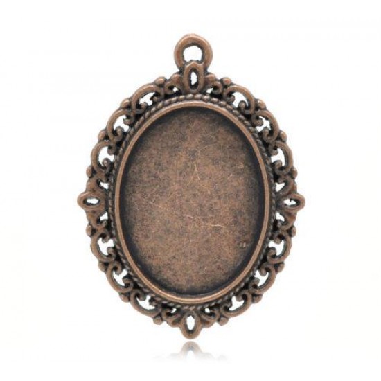 Copper Tone Oval Cameo Frame Settings Pendants
