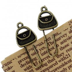 Metal Paper Clip Bookmarks Bronze Tone Handbag Shaped