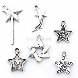 Tibeten Silver Star Charms Random Styles