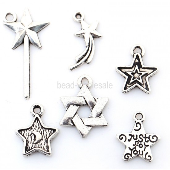 Tibeten Silver Star Charms Random Styles