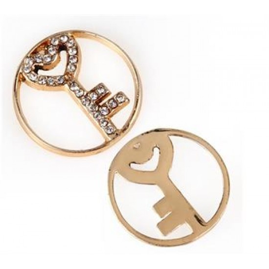 Gold Rhinestone round Key