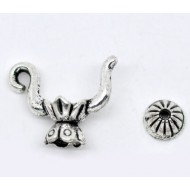 Silver Tone Teapot Charm Bead Caps Set
