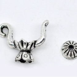 Silver Tone Teapot Charm Bead Caps Set