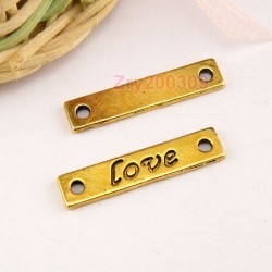 Antiqued Gold "LOVE" Charm Connectors