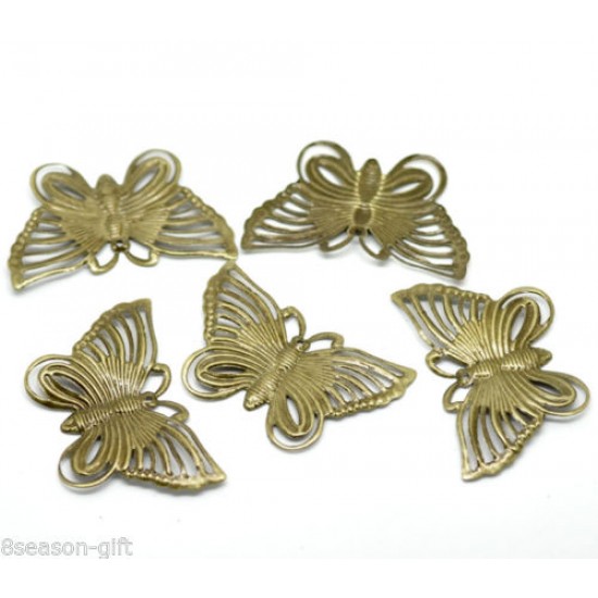 Bronze Tone Filigree Butterfly 