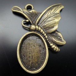 Bronze Alloy Butterfly Cameo Base Pendant 