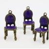 Antique Bronze Purple Enamel Alloy Chair Pendants 