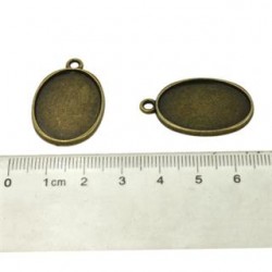 Vintage Bronze Alloy Oval Base Pendants Charms