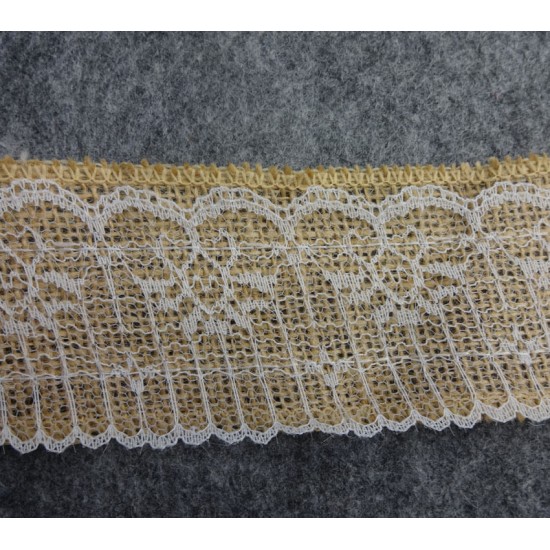 Burlap Ribbon White Lace Trim