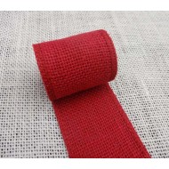Dark Red Burlap Ribbon