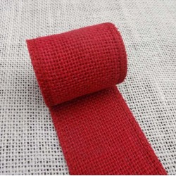 Dark Red Burlap Ribbon