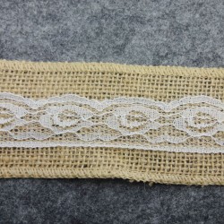 Burlap Ribbon White Lace Trim 1