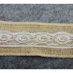 Burlap Ribbon White Lace Trim 1