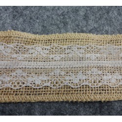 Burlap Ribbon White Lace Trim2