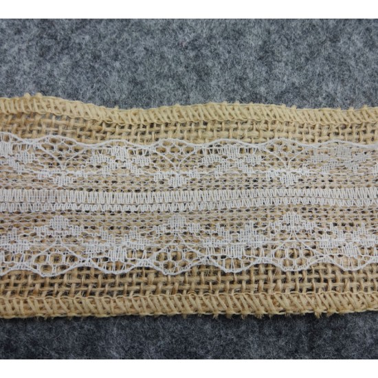 Burlap Ribbon White Lace Trim2