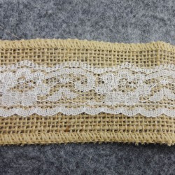 Burlap Ribbon White Lace Trim3