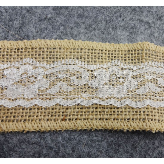 Burlap Ribbon White Lace Trim3
