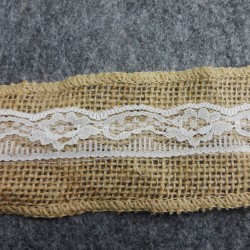 Burlap Ribbon White Lace Trim4