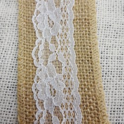 Burlap Ribbon White Lace Trim6
