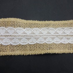 Burlap Ribbon White Lace Trim7