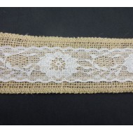Burlap Ribbon White Lace Trim8
