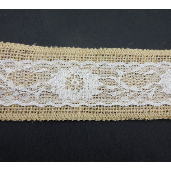 Burlap Ribbon White Lace Trim8