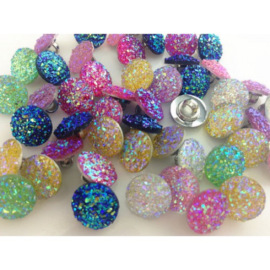 Shiny Copper Gilded Gypsophila Resin Button