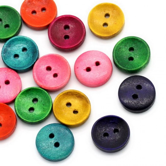Color round wood button