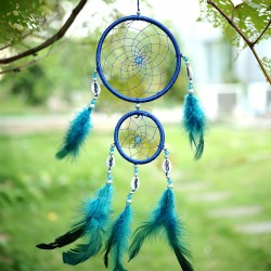 Blue Dream Catcher Circular Net With feather Hanging Decoration Decor