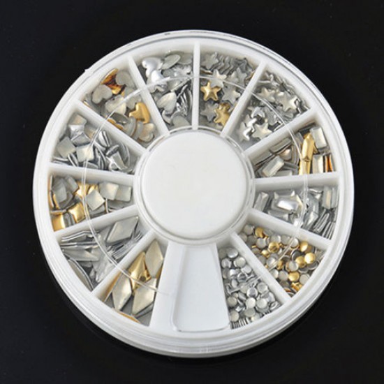 Gold and silver metallic studs