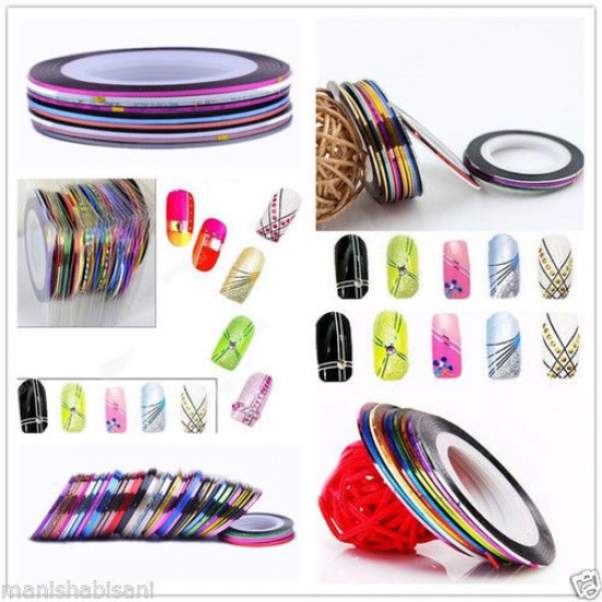 5 Rolls Striping Tape Line Nail Sticker Nail DIY Kit Nail Art