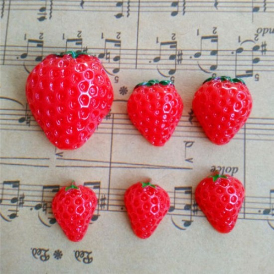 6pcs Cute Resin mix Strawberry
