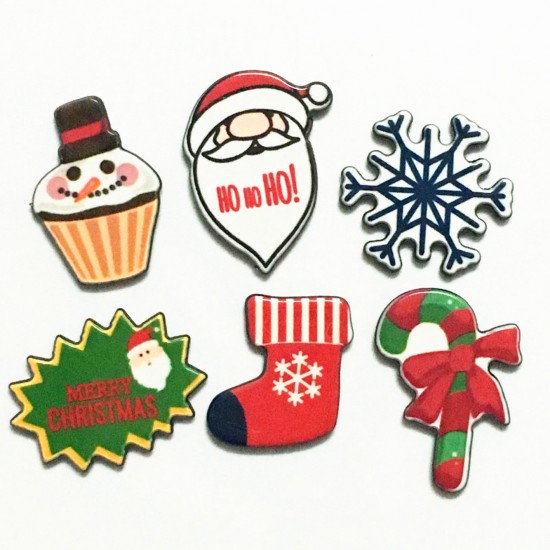 6pcs Mix Merry Christmas Flatback