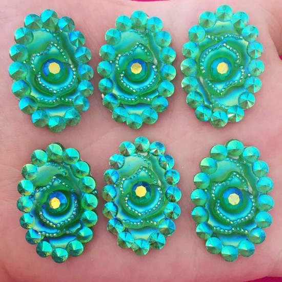 AB oval Green Resin rose AB oval Green Resin rose