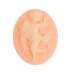 Resin Cabochon Cameo Oval Pink & Beige Angel