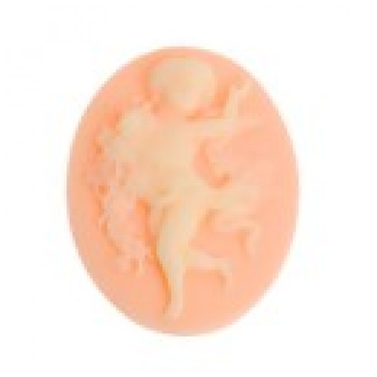 Resin Cabochon Cameo Oval Pink & Beige Angel