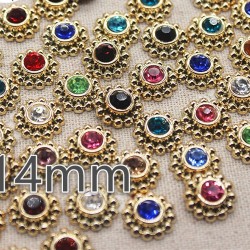 Mix color shiny rhinestones round flower