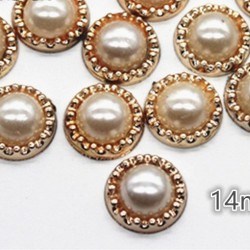 Round Golden Pearl Plastic Flatback 