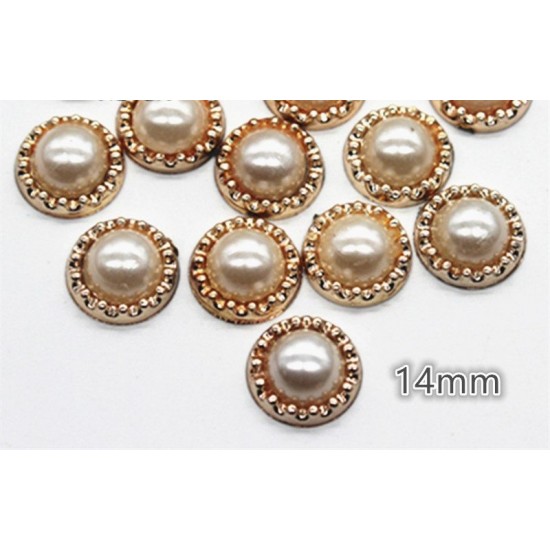 Round Golden Pearl Plastic Flatback 