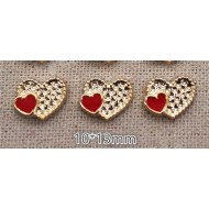 Red Enamel Heart Golden Plastic 