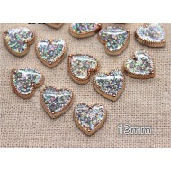 Glitter AB Golden Heart Plastic 